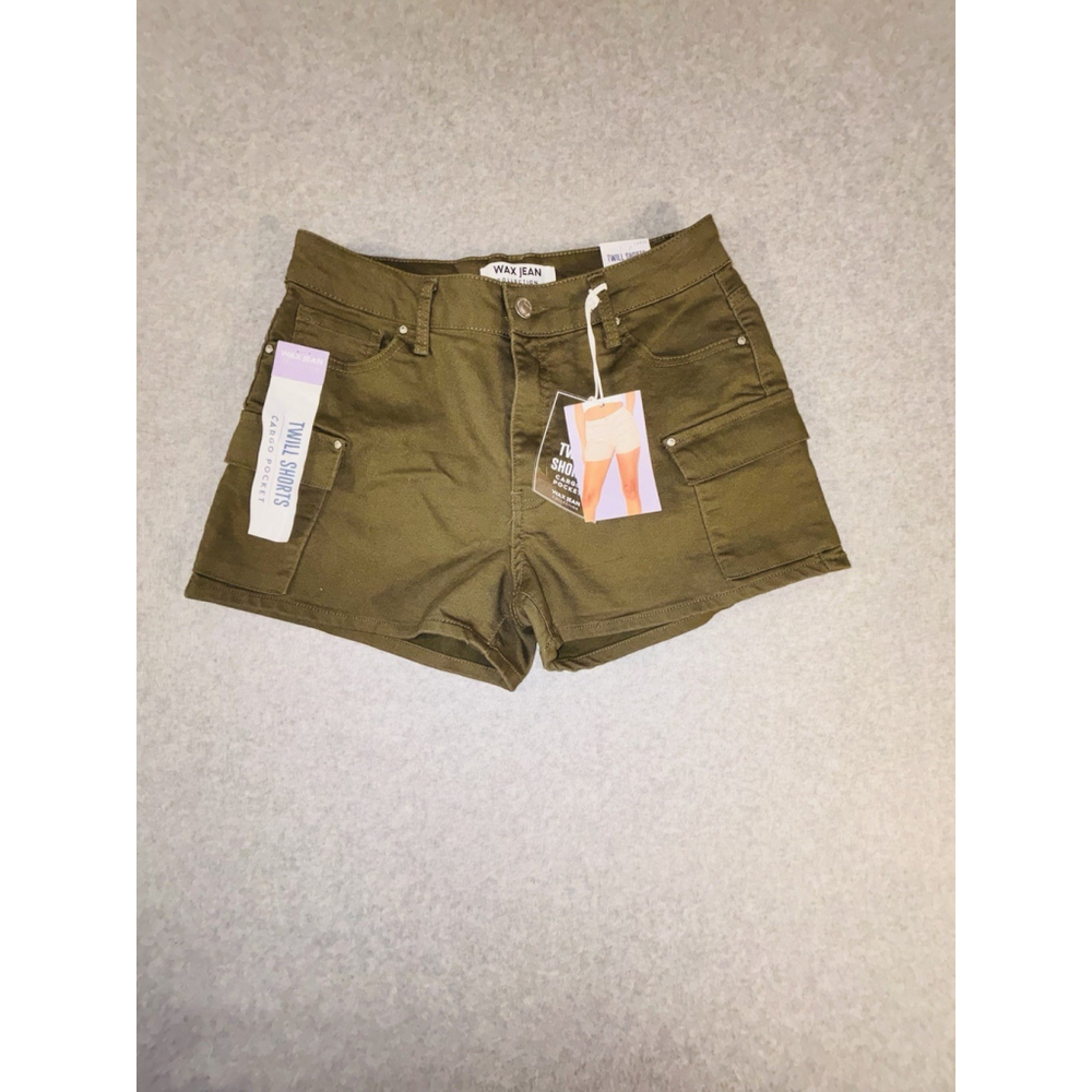 Wax Jean Cargo Shorts Womens Large Green‎ Twill Military NWT Stretch